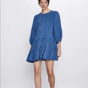 Zara Animal Print Tiered Mini Dress Size: S Length: 29.5”